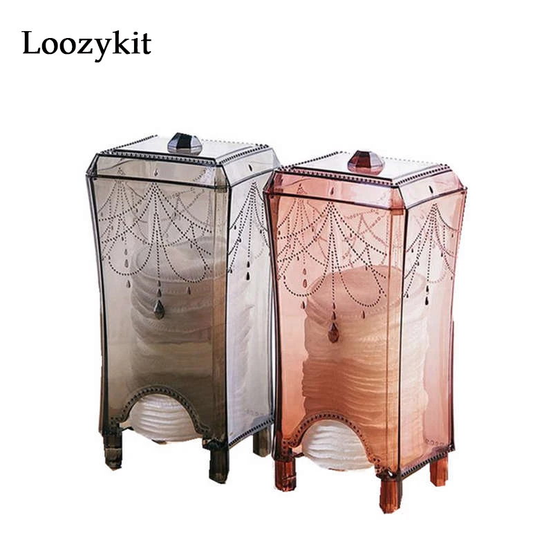 

Loozykit Desktop Cotton Pad Makeup Storage Organizer for Cosmetics Storage Box Desk Accessories Makeup Tools Portable Case Home