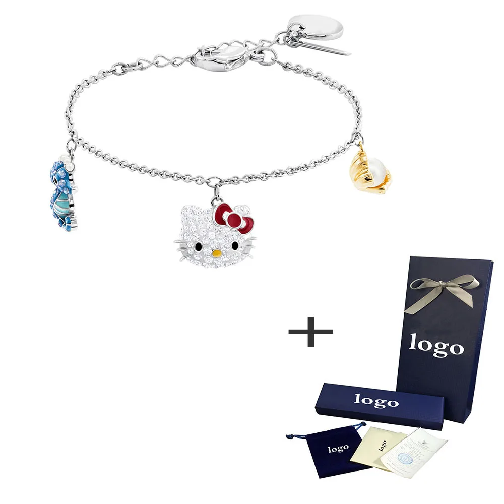 

SWA RO 2019 Fashion New HELLO KITTY SEAHORSE Bracelet Shiny Hello Kitty . Hippocampus Crystal Bracelet Women's Romantic Gift