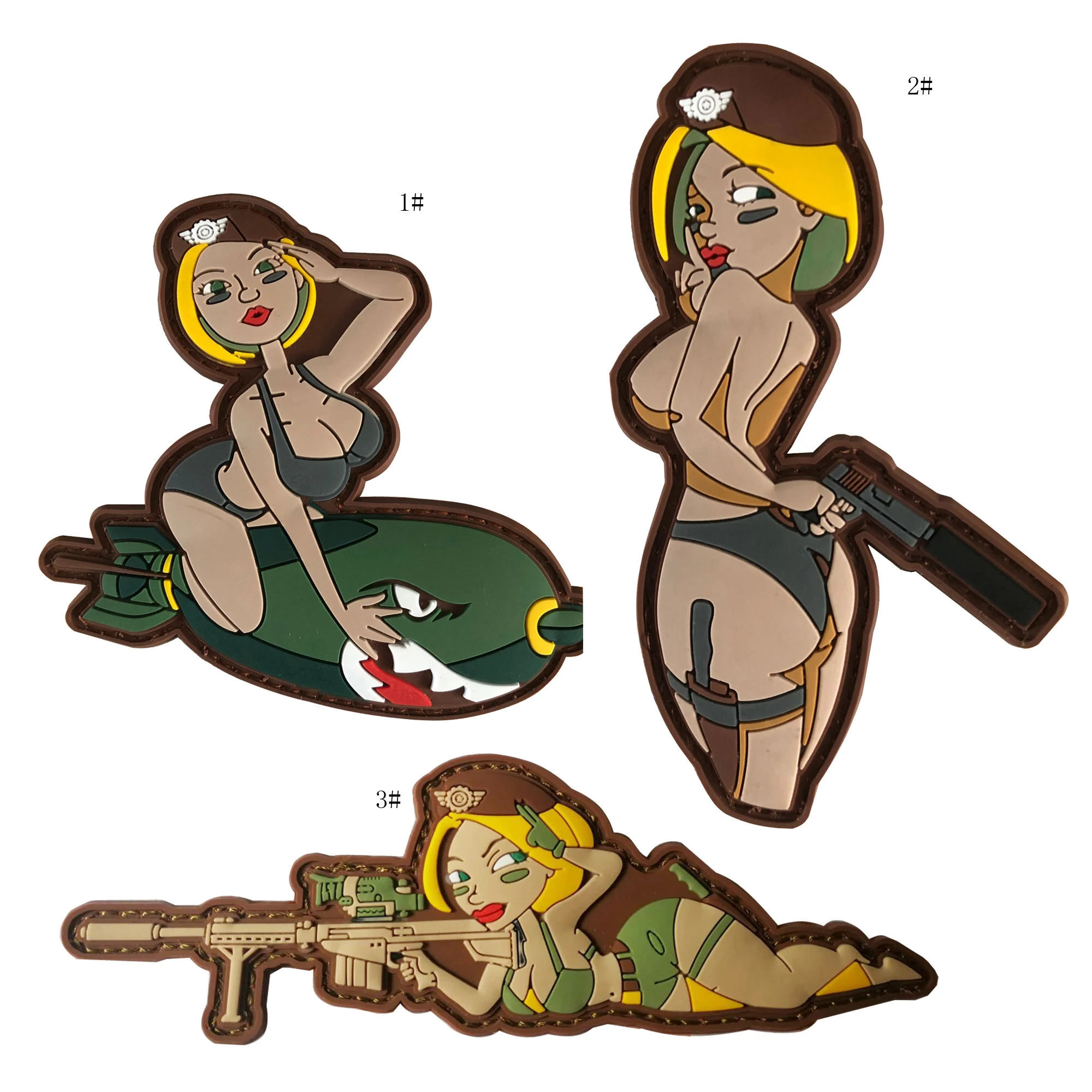 

Hot 3D PVC Bikini Tactical Ms. Badge Beauty Military Style Patch Armbands Armbands Backpacks Clothing Decoration Jewelry