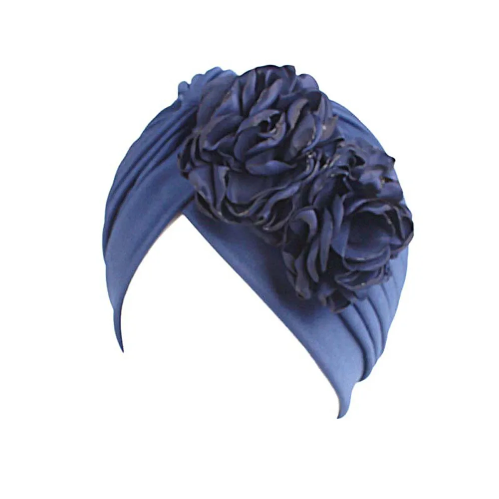 Головной платок женская мусульманская хлопковая сплошной цвет оборки цветок Рак химиотерапия шляпа шапочка шарф Тюрбан, повязка на голову шапка женская шапка s