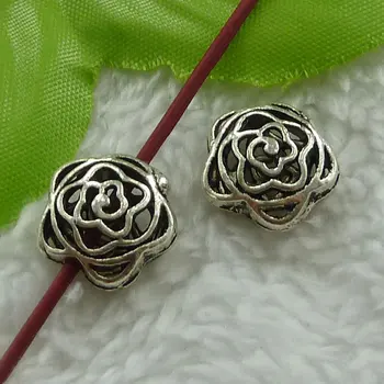 

200 pieces antique silver flower hollow spacers 14x14mm #2729