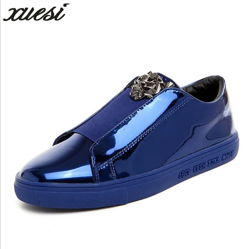 

Designer Version Luxury Brand Casual Shoes Men Slip On Loafers Metal Sign Versa Man Shoes Patent Leather Men Flats Schuhe Herren