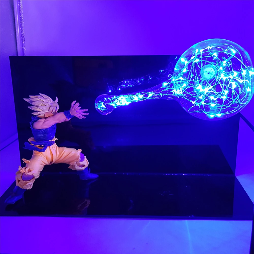 action figure dragon ball z son goku super saiyan kamehameh diy led lampara action figure anime goku tampilan mainan model