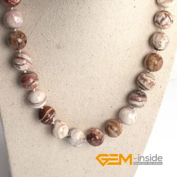 

Round Smooth Brazil Crazy Lace Carnelian necklace natural stone beads necklace DIY Jewelry Yoga Meditation Necklace