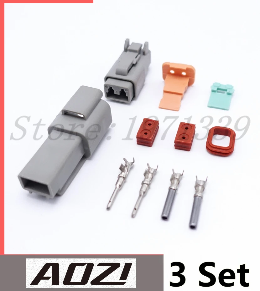 3 Sets TE DEUTSCH Two Pins Enhanced Seal Waterproof Auto Connector Plugs Kits Male Female