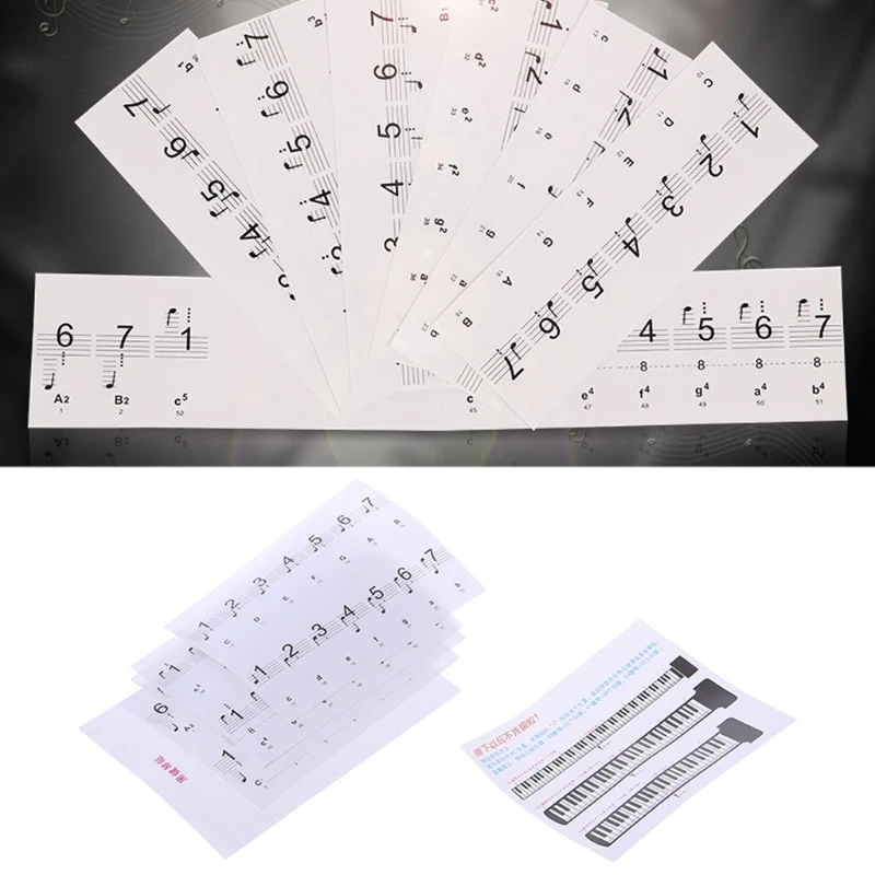 

Transparent & Removable Piano Stickers Decal for 54/61/76/88 Key Keyboards