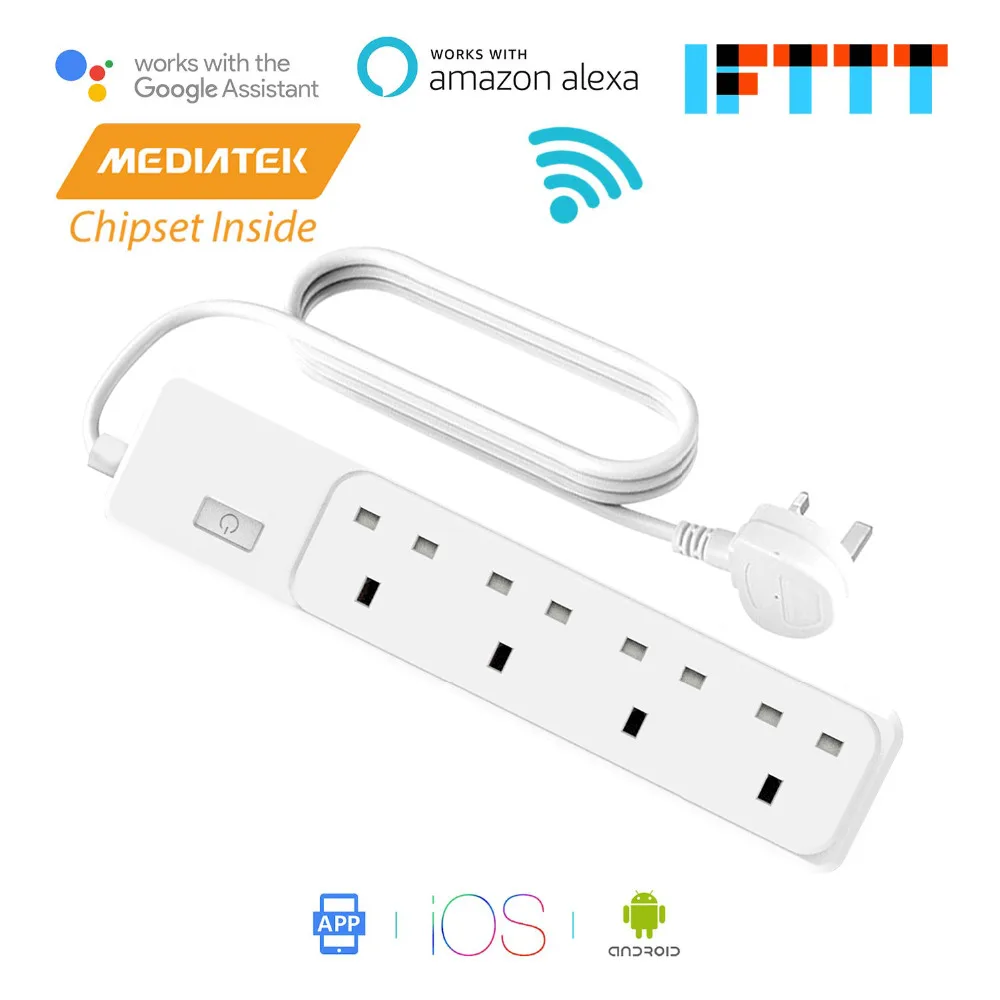 

Smart WiFi Surge Protector 4 AC Outlets Amazon Alexa & Google Assistant & IFTTT Supported, App Remote Control Meross MSS420FUK