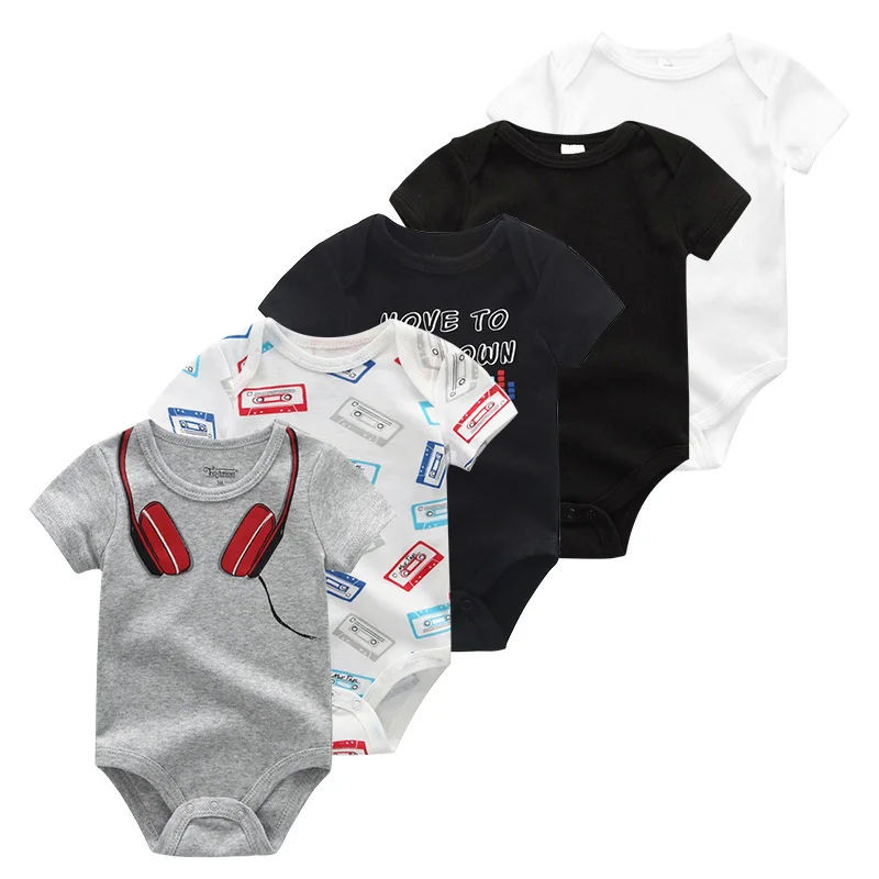 Однотонная одежда унисекс для маленьких девочек, 5 шт./лот одежда для маленьких мальчиков от 0 до 12 месяцев хлопковая одежда с единорогом для новорожденных девочек Roupas de bebe, белый цвет - Цвет: Baby Clothes5090