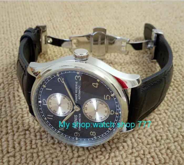 

Butterfly buckle 43mm PARNIS Blue dial ST25 Automatic Self-Wind movement men's watches power reserve Mechanical watches FxY01