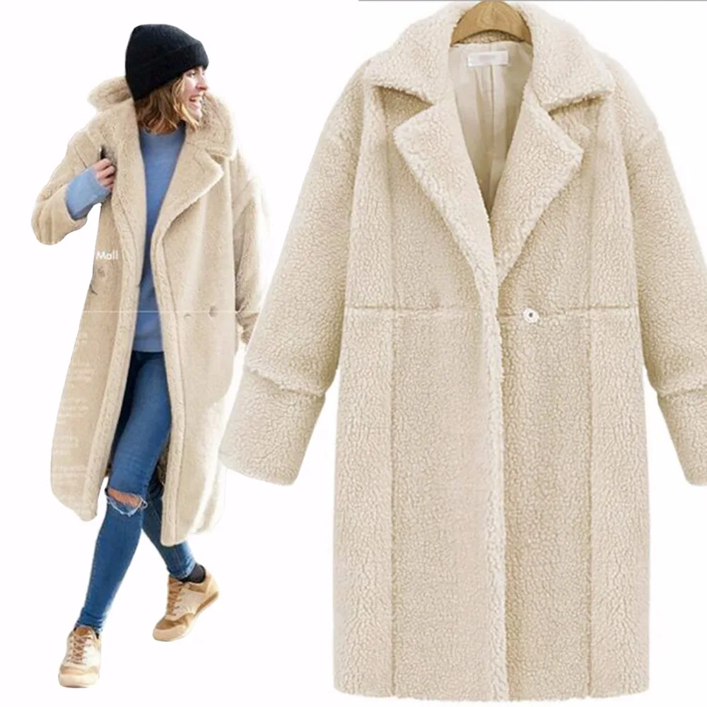 

women's winter thick warm jackets Green Black Gray faux Lamb velvet wool V neck long coats Cloaks for women basic trench coats