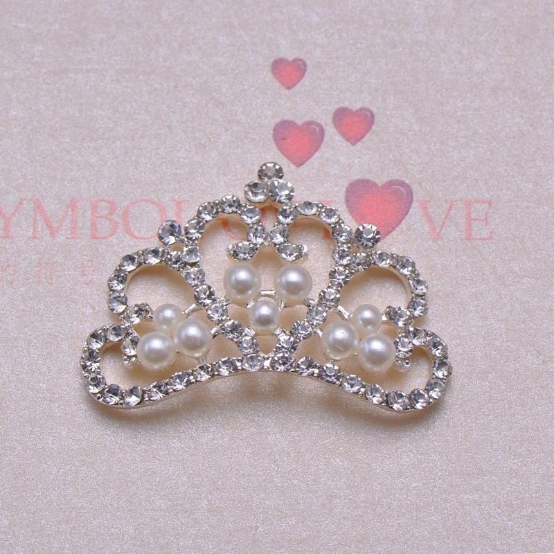 

(J0305) 46mmx35mm metal rhinestone button ,crystal button,crown shape,silver plating,flat back
