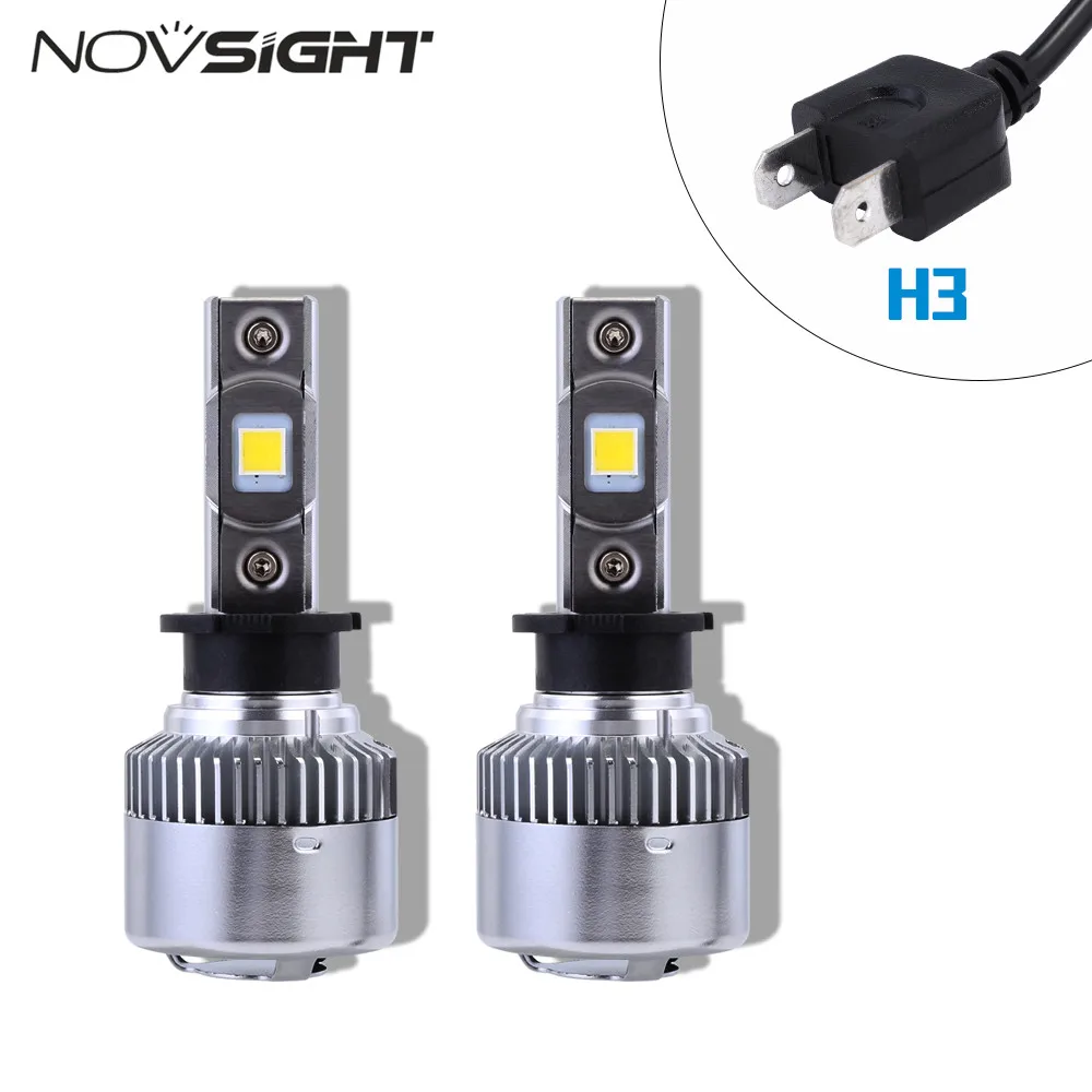 

NOVSIGHT H3 Car Led Headlights 64W 9600LM Headlamp Fog Light Bulbs Single Beam Driving Fog Lamp 6000K D42