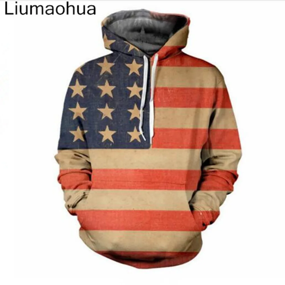 

Liumaohua 3D Print Hoodies Sweatshirts Men Fashion American Flag Hooded Sweats Tops Hip Hop Unisex Graphic Pullover S-5XL