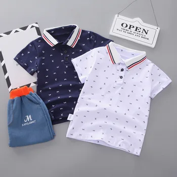 

Boy Clothing Set Kids Clothes Boys Summer Toddler Kids Boutique Suits urn-down Collar T-shirt + Shorts 1 2 3 4 5 Years