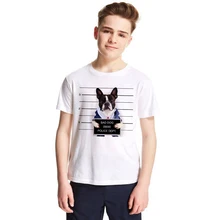Г., Детская футболка с дизайном «Dog Police Dept» Детская футболка с французским бульдогом Забавные футболки с принтом мопса для мальчиков и девочек, топы с принтом «Bad Dog», футболки
