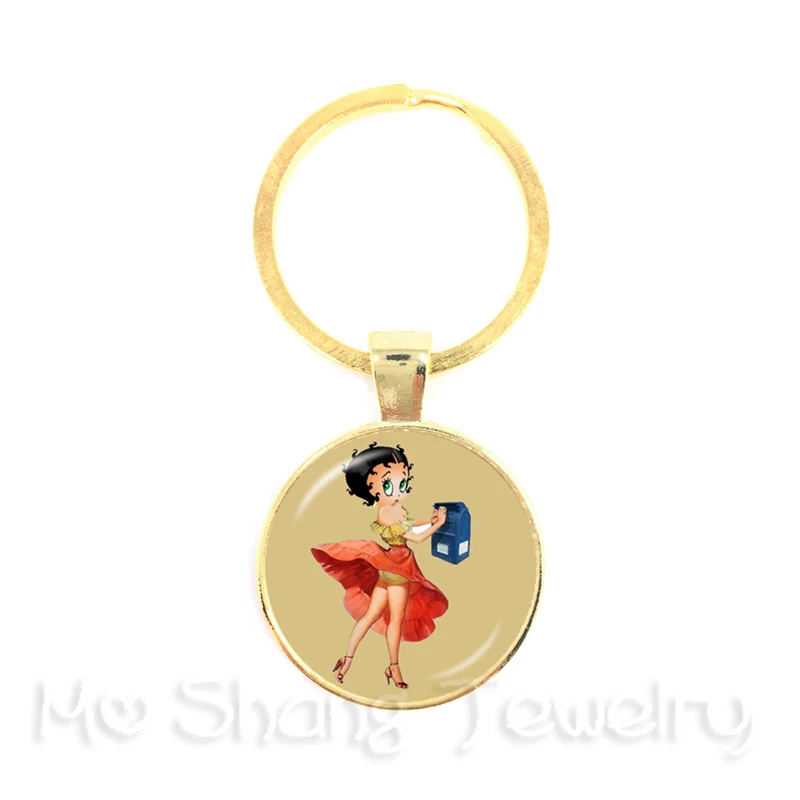 2018New Сексуальная Betty Boop серия стекло, кабошон брелок ручной работы пряжка для рюкзака подарок Ior Friend