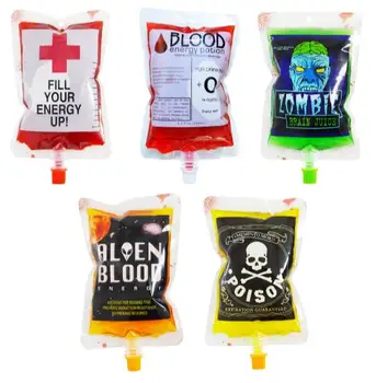 

250 ML 50 PCS Spout Bag Imitation Blood Bag drink Liquid For Halloween,Party, Bar Supplies, Creative Funny Cocktails Pack Pouch.