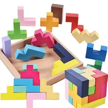 Деревянная игрушка-головоломка Танграм тетрис игра Монтессори обучающие игрушки для детей 3D