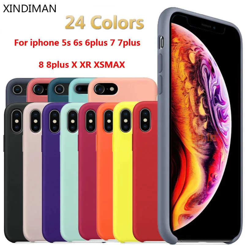 Оригинальный чехол XINDIMAN для iphone5 5S 6 6s plus однотонные жидкие силиконовые чехлы iphone7