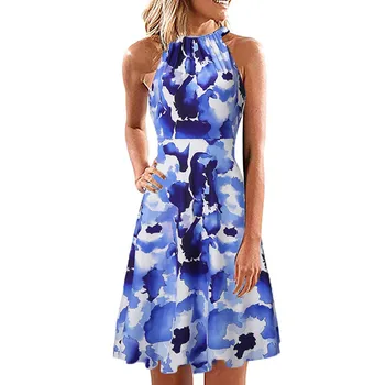 

MAXIORILL woman maxi богемное платье bohemian bohemian cotton satin linen Halter summer beach casual shirt dress plus size T3