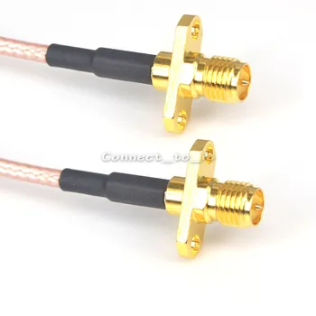 

100 Pieces RP SMA Jack (Female Pin) to RP SMA Jack 2 Hole Panel Mount Adapter RF Coax Cable