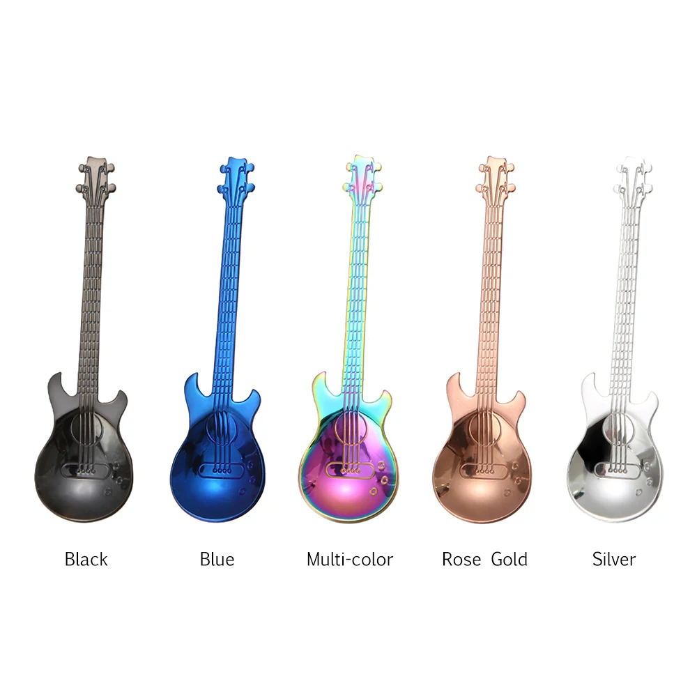 

1pc Guitar Coffee Spoon Stainless Steel Dessert Ice Cream Spoon Tea Coffee Accessories Flatware Drinking Tools