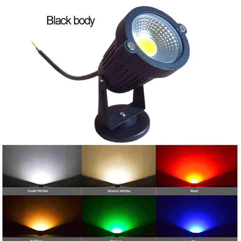Us 13 63 30 Off 110v 240v Outdoor Led Landscape Lights Cob 3w 5w Warm White Rgb Ip65 Waterproof Floodlights Spike Spot Black In
