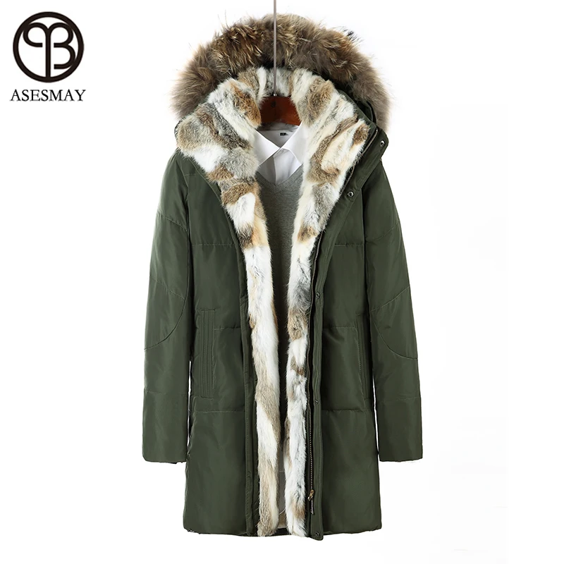 Men Women Asesmay Winter Down Jacket Down Parka White Duck Coat Thick Warm Plus Size S-5XL Natural Fur Removable