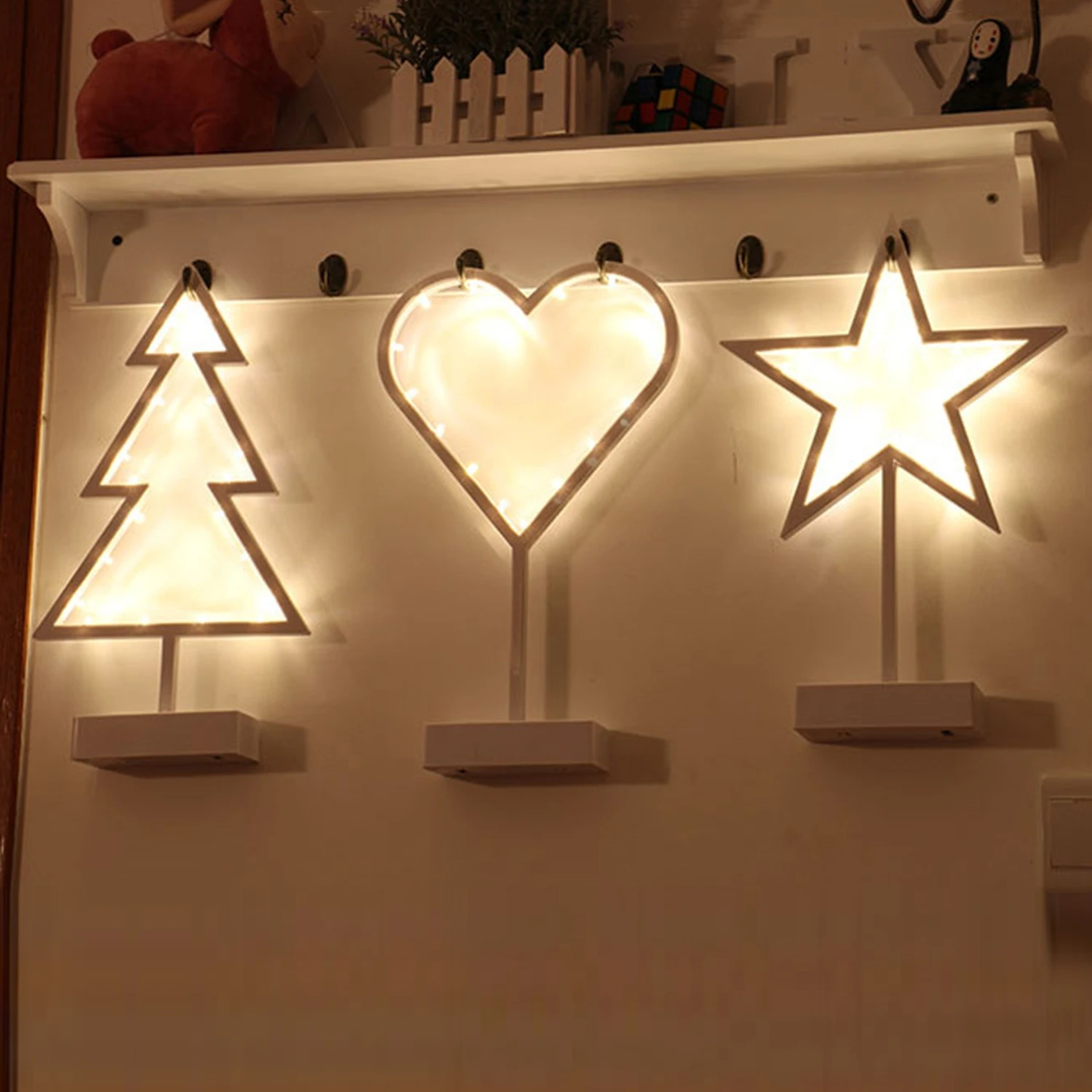 

LED 3D Star Night Light LED Romantic Heart Cute Wall Lamp For Baby Children Bedroom Decor Kids Creative Gift
