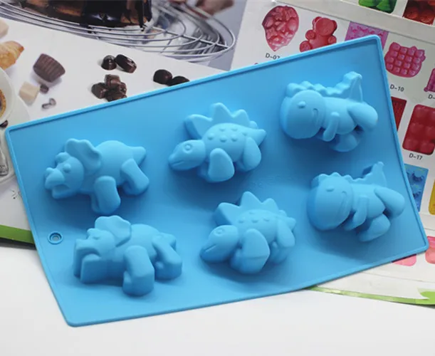 6 cavity dinosaur shape Silicone mold handmade soap candle mold