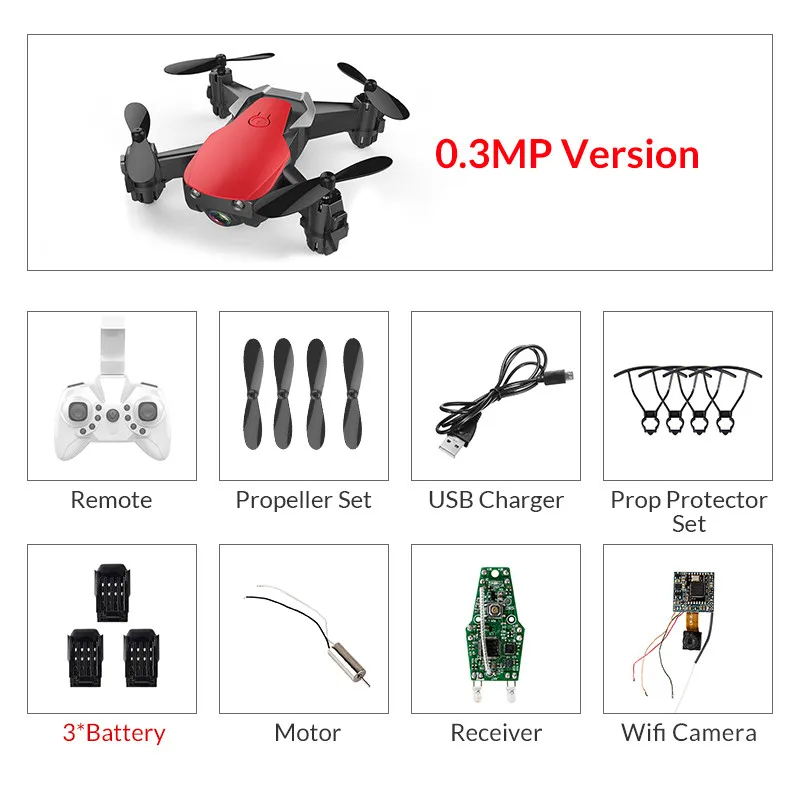 Eachine E61 E61hw мини-Дрон с/без HD камерой режим удержания высоты RC Квадрокоптер RTF WiFi FPV складной Радиоуправляемый Дрон - Цвет: red0.3mp3battery