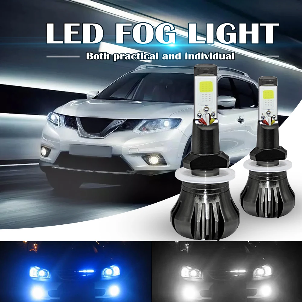 

Car Fog Light Dual Color 160W 880 881 LED Fog Light Bulbs 6000K White + 8000K Ice Blue Colors Strobe Lamp Bulb COB Bulb Kit