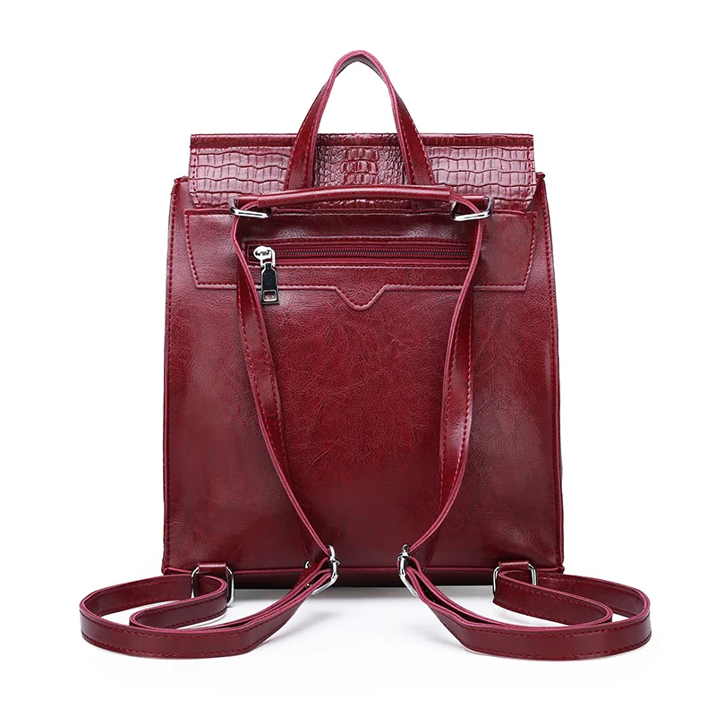 Luxury Women Pu Leather Backpack High Quality Ladies Crocodile Shoulder Bag New Fashion Female Large Capacity Travel Backpacks