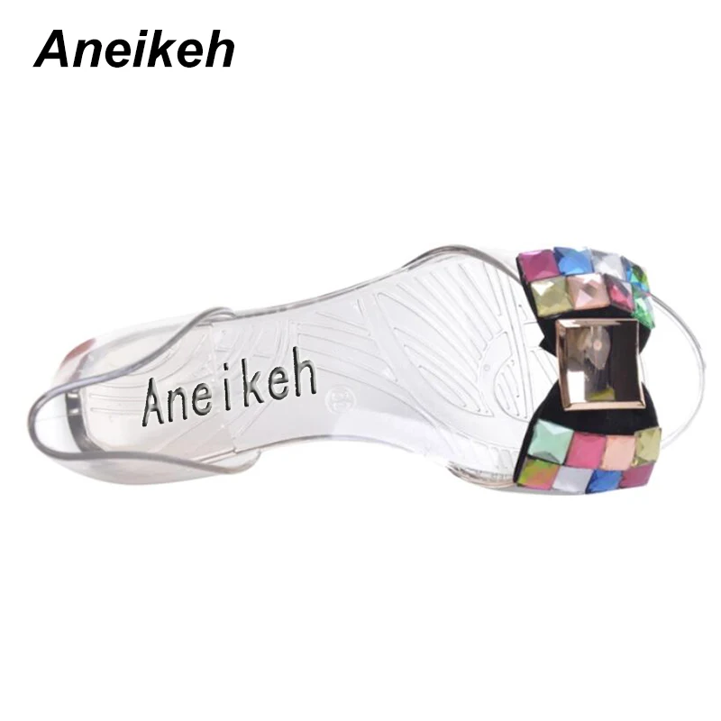 Aneikeh/женские босоножки летняя стильная прозрачная обувь с блестящим бантом