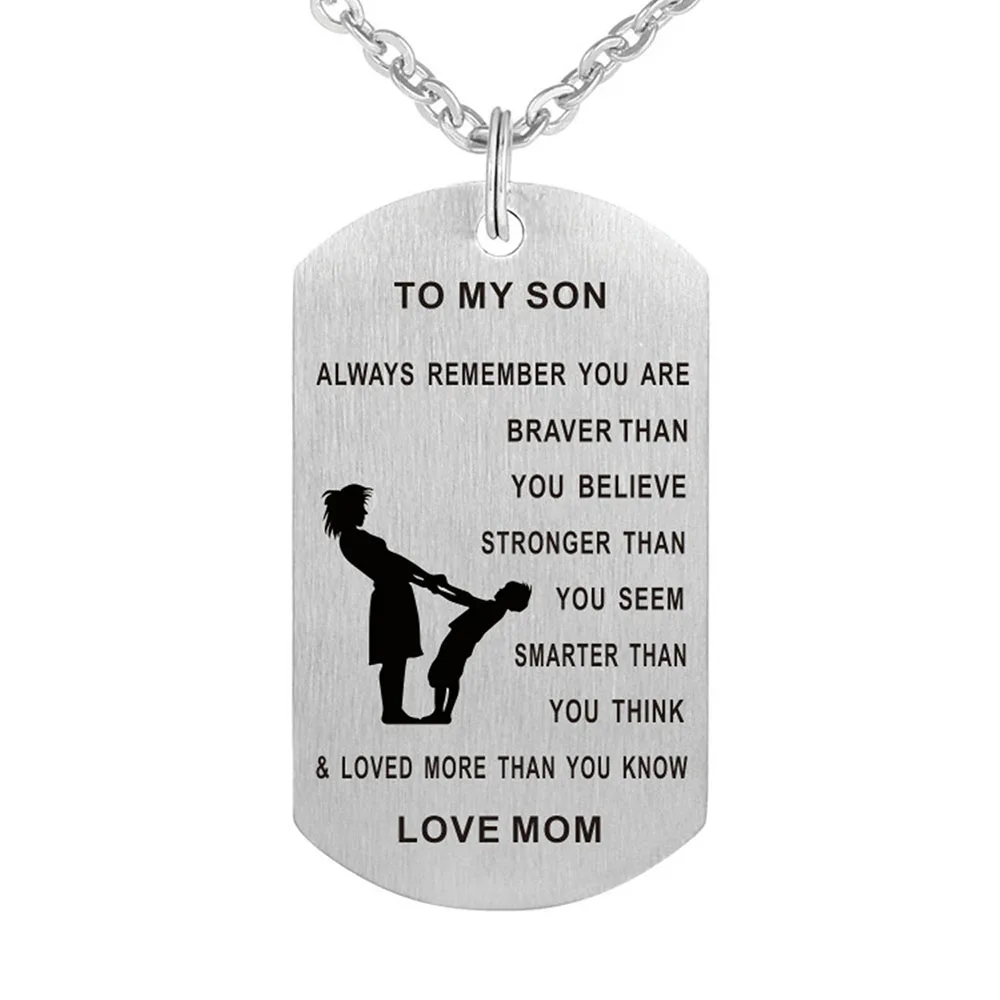 

TTVOVO To My Son Daughter from Love Dad Mum Stainless Steel Dog Tags Pendant Necklaces ID Tag Military Necklaces Family Jewelry