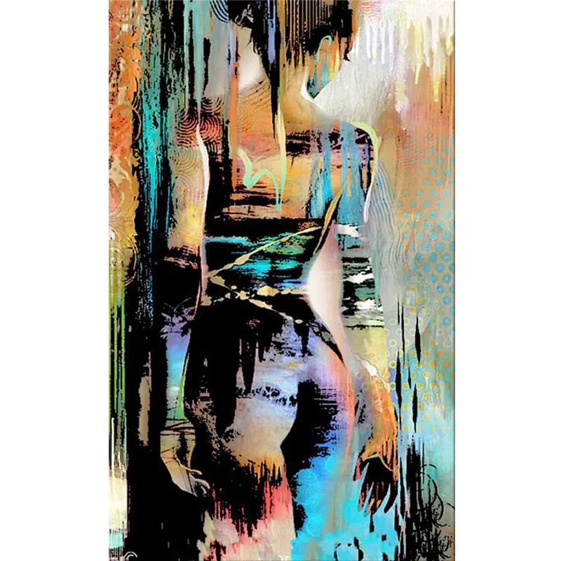 

handmade vertical wall canvas art large modern living room Aisle corridor decoration oil painting gold leaf picture home decor