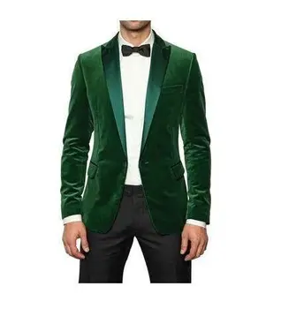 

Latest Design Velvet Mens Dinner Party Prom Suits Groom Tuxedos Groomsmen Wedding Blazer Suits (Jacket+Pants+Bow Tie)