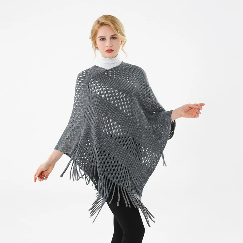 

LARRIVED 2019 Luxury Cape Femme Poncho Women Capes Cloak Hood Long Tops Casual Solid Style Coats Ponchos Female Outdoor Wear