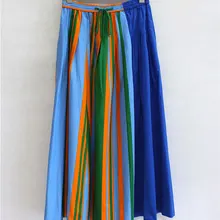 Европейский Высокое Качество Бутик Волны Полосатый Женщины Плиссированные Юбки Роскошный Модный Бренд Дамы Элегантные Длинные Юбки