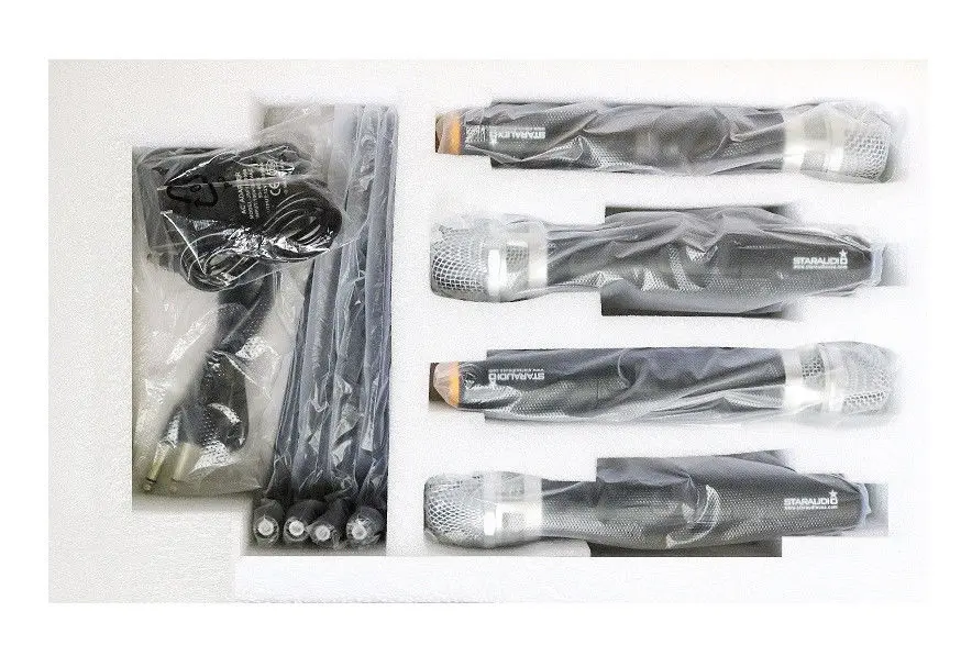 4ch microphone system wireless pa dj party church handheld mic