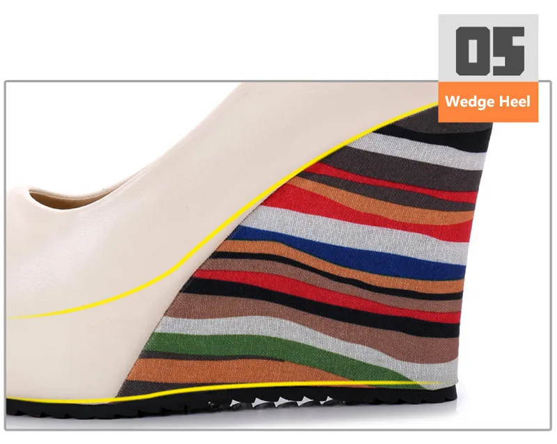 Women Sandals Colorful Striped Platform Wedges Shoes for Women High-Heeled Sexy Open Toe Ladies Shoes Comfortable Slip On Pumps (8)