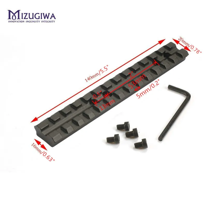 MIZUGIWA 14 سنتيمتر 5.5 ''Picatinny ويفر 20 مللي متر السكك الحديدية نطاق قاعدة تثبيت 13 فتحات بندقية بندقية بندقية 500,590,835 سلسلة الصيد قضاء