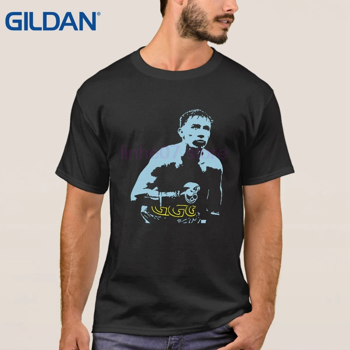 

Standard Black TShirt Gennady Ggg Golovkin Boxinger Champ Hip Tee Shirt Mens Clothes