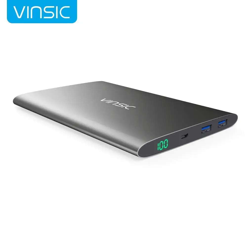 Vinsic Alien P7 ультра тонкий 15000 мАч банк питания Портативный внешний аккумулятор зарядное устройство двойной USB для