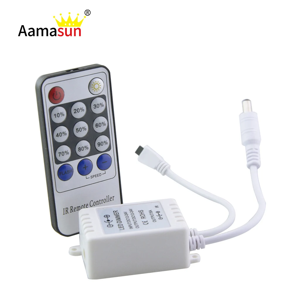 

LED Dimmer Switch DC12V 24V 6A IR Remote Controller Brightness Adjustable for single color strip 5630 5050 3528 led strip lights
