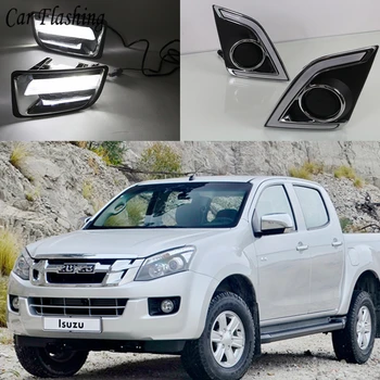 

CSGJMY 2Pcs LED Car DRL Daytime running light fog lamp for Isuzu D-max Dmax 2016 2017 Pickup truck with yellow signal