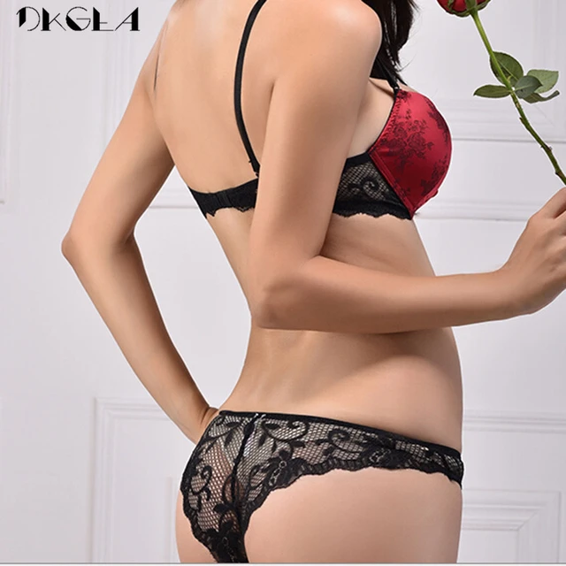 Retro Golden Embroidery Push Up Bra Sexy Red Lingerie Lace Deep V Brassiere  A B C Cup Thick Cotton Women Underwear Female Bras - AliExpress