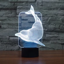 Прекрасный озорной 3D Дельфин Форма LED Настольная лампа с USB кабель Звездная ночь как дети и подарки для детей
