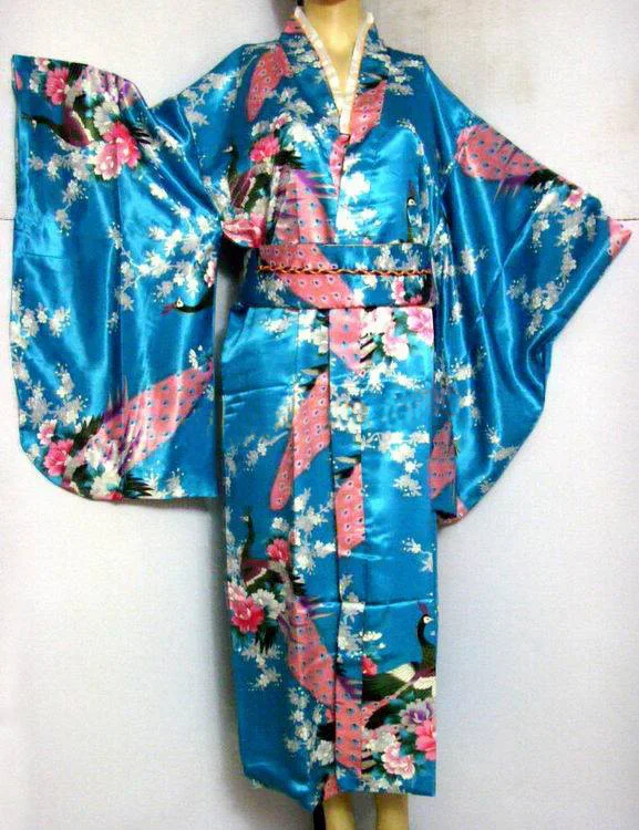 Светильник синий классический традиционный японский женский кимоно юката с Obi сценические танцевальные костюмы Один размер H0028