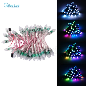

Wholesale Crystal Wire 50 pcs/string, 12mm WS2811 Led pixel Module,IP68 waterproof Full color RGB Digital,2811 IC, DC12v input